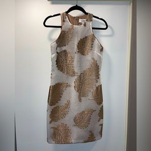 Badgley Mischka Belle cocktail dress ivory gold lace size 4 NWT